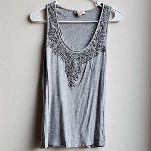 Forever 21 Gray Beaded Tank Top Size Small
